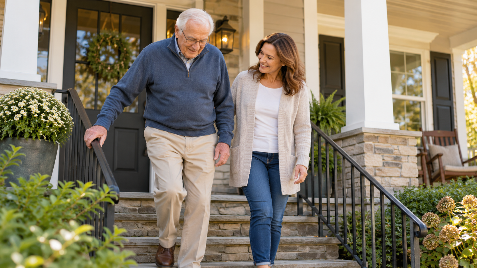 Companion providing attentive non-medical safety supervision with an older adult at home